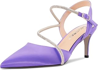 Castamere Women's Medium Needle Pointed Toe Ankle Strap Sandals Diamond Crystal 6.5 CM Heels