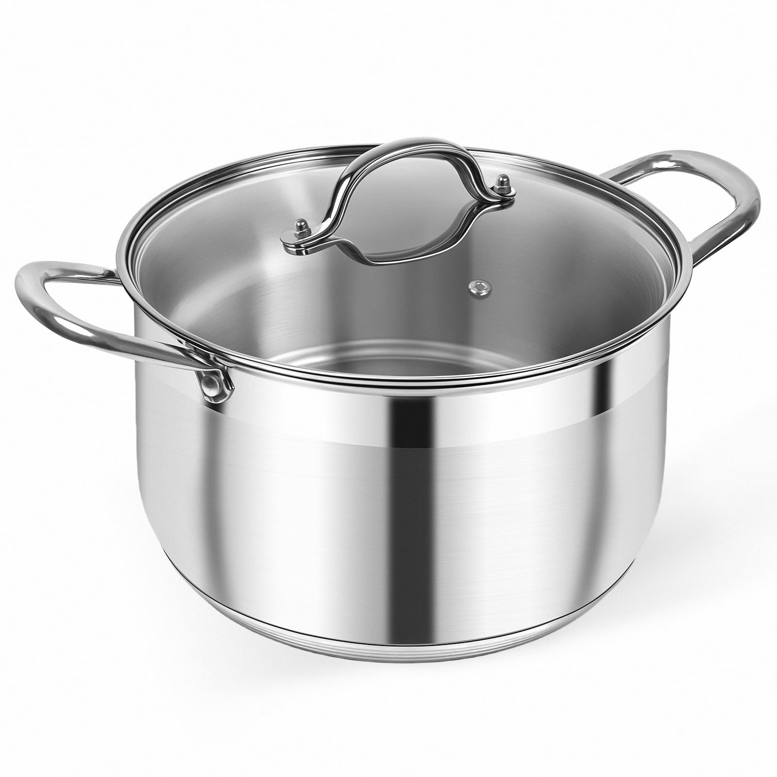 Kirecoo 8 Quart Stainless Steel Induction Stock Pot with Visible Lid | Heavy Dut