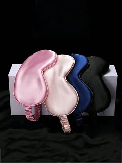 1 x Silk Satin Sleep Mask, Elastic Nap and Dark Mask Ideal for Relaxation, Travel, Insomnia and Business Travel (Champagne)