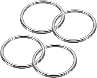 2.4" Seamless Metal O-Rings, 4 Pack 304 Stainless Steel O-Rings Heavy Solid Round Rings Macrame, DIY Crafts, Hardware, Belt, Dog Leash, 6x60mm