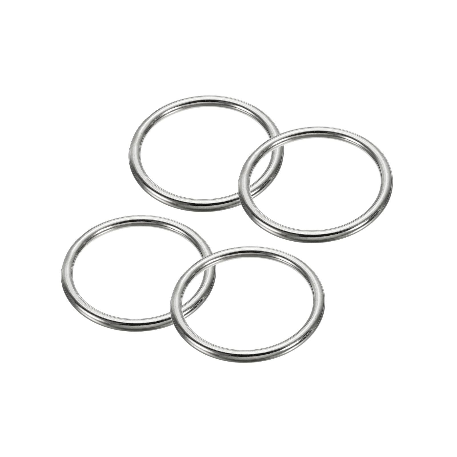 2.4" Seamless Metal O-Rings, 4 Pack 304 Stainless Steel O-Rings Heavy Solid Roun
