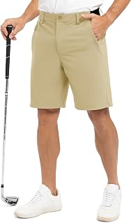 Rdruko Men's Stretch Golf Shorts 9" Dry Fit Casual Dress Work Shorts with Zipper Pockets