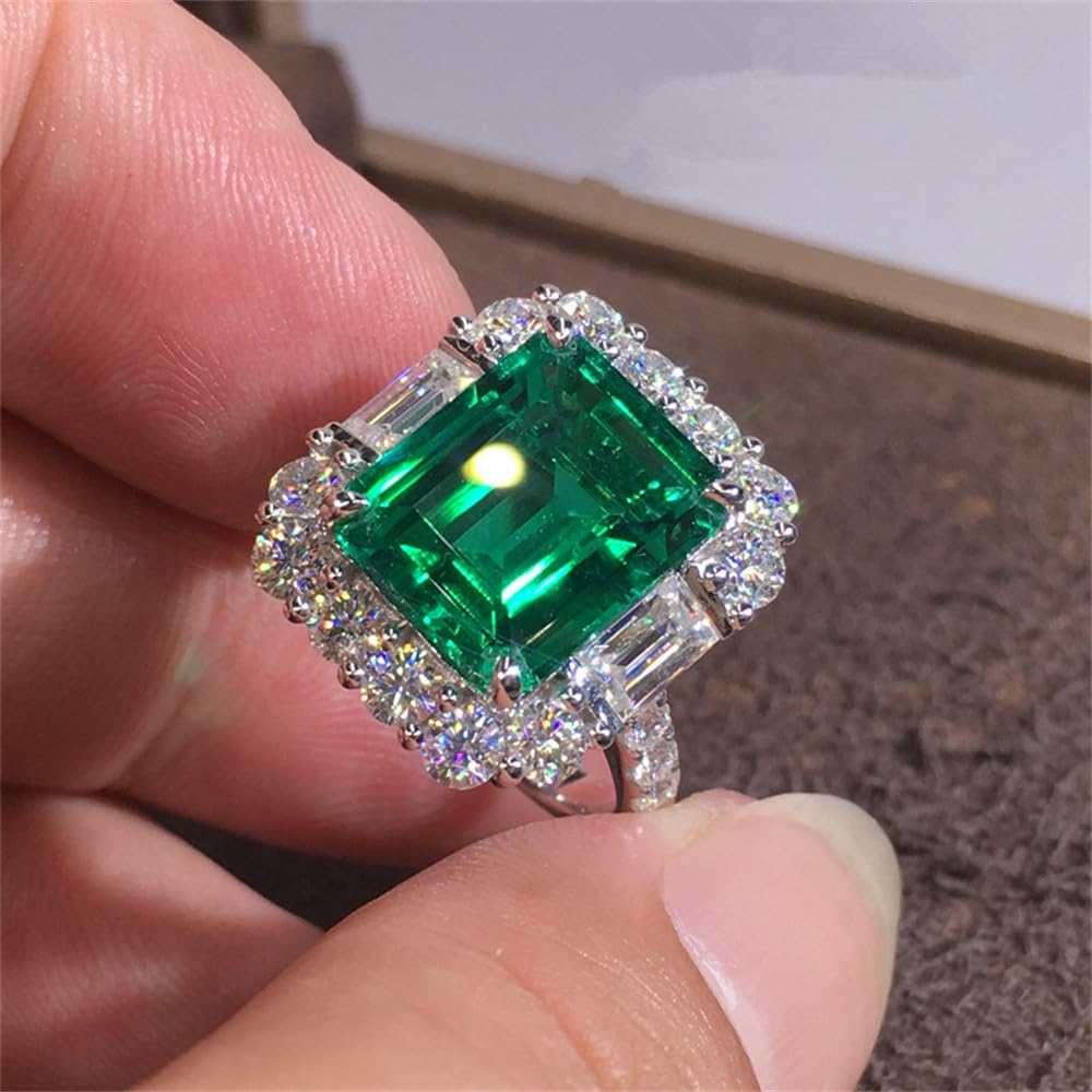 Temperament Ladies Party Rings Brilliant Green Zirconia Luxury Anniversary Acces