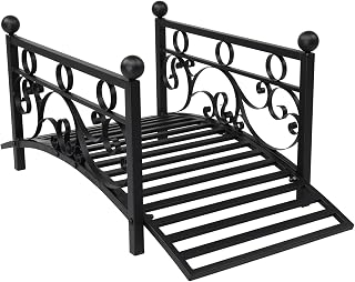 VINGLI 3.4ft Metal Garden Bridge, 330lbs Capacity Garden Bridges for Outdoors with Anti-Rust Coated Finish, Easy Assembly, Outdoor Decor Bridge for Garden Landscape, Backyard, Stream, Pond