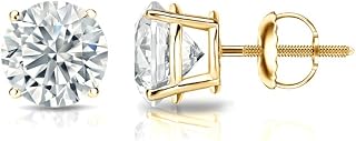 1/5 to 2 Carat Lab Grown Diamond Round Stud Earrings for Women in 14k Gold (VS2-SI1, 0.20 to 1.00 cttw) 4-Prong Setting Screw Back Studs by Diamond Wish