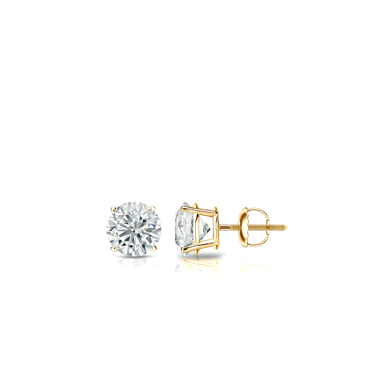 1/5 to 2 Carat Lab Grown Diamond Round Stud Earrings for Women in 14k Gold (VS2-