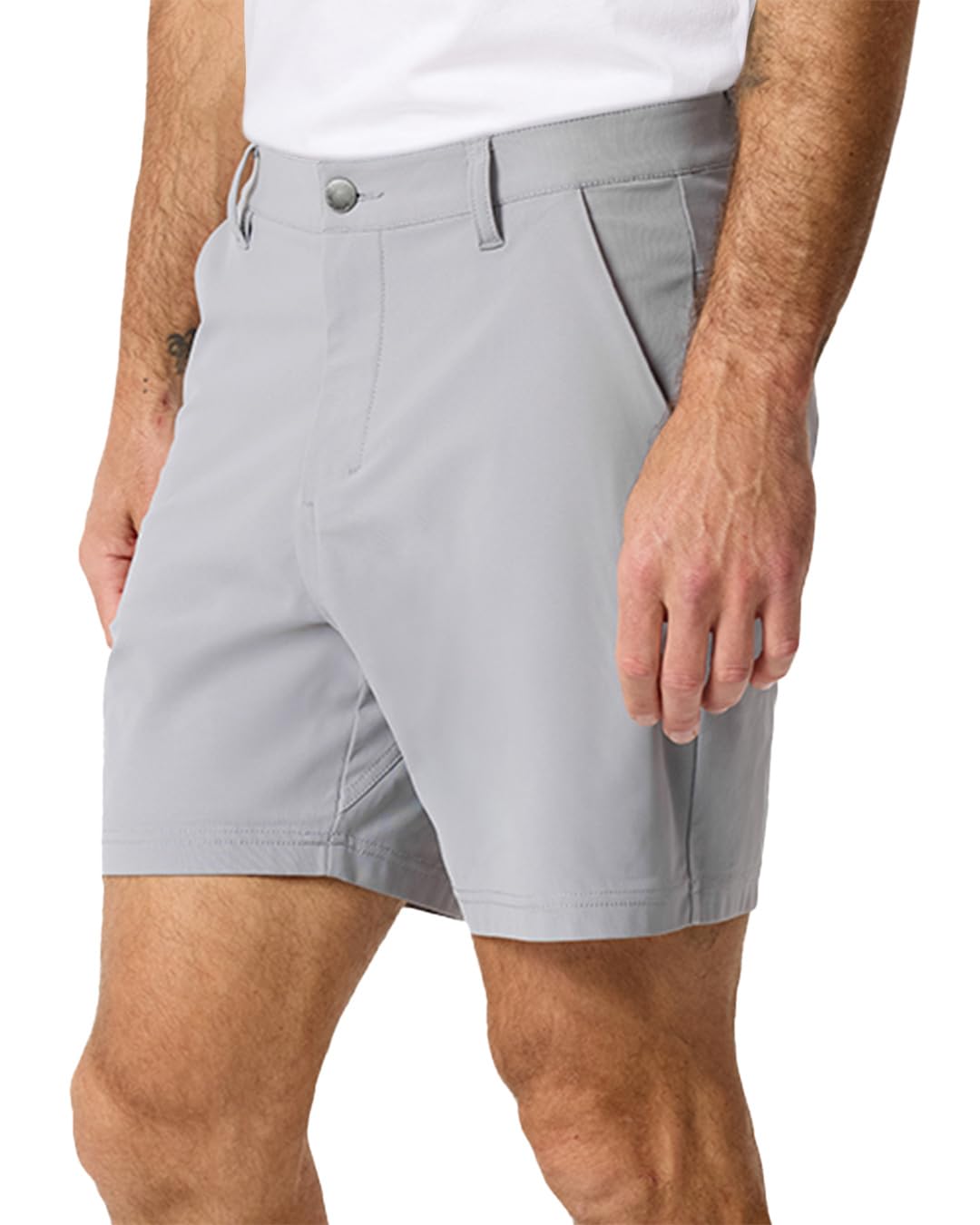 INTO THE AM Men's Daily Shorts 7" & 9" Inseam - Dry Fit Stretch Chino Flat Front