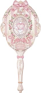 Flower Knows Bunny Garden Hand Mirror, Pink Decorative Makeup Mirror | Fairy-Tale Bunny & Rose Design, Easy-Grip Handle, Vanity Display, Touch-Ups & Gift-Ready Collectible Decor (Rosette Pink)