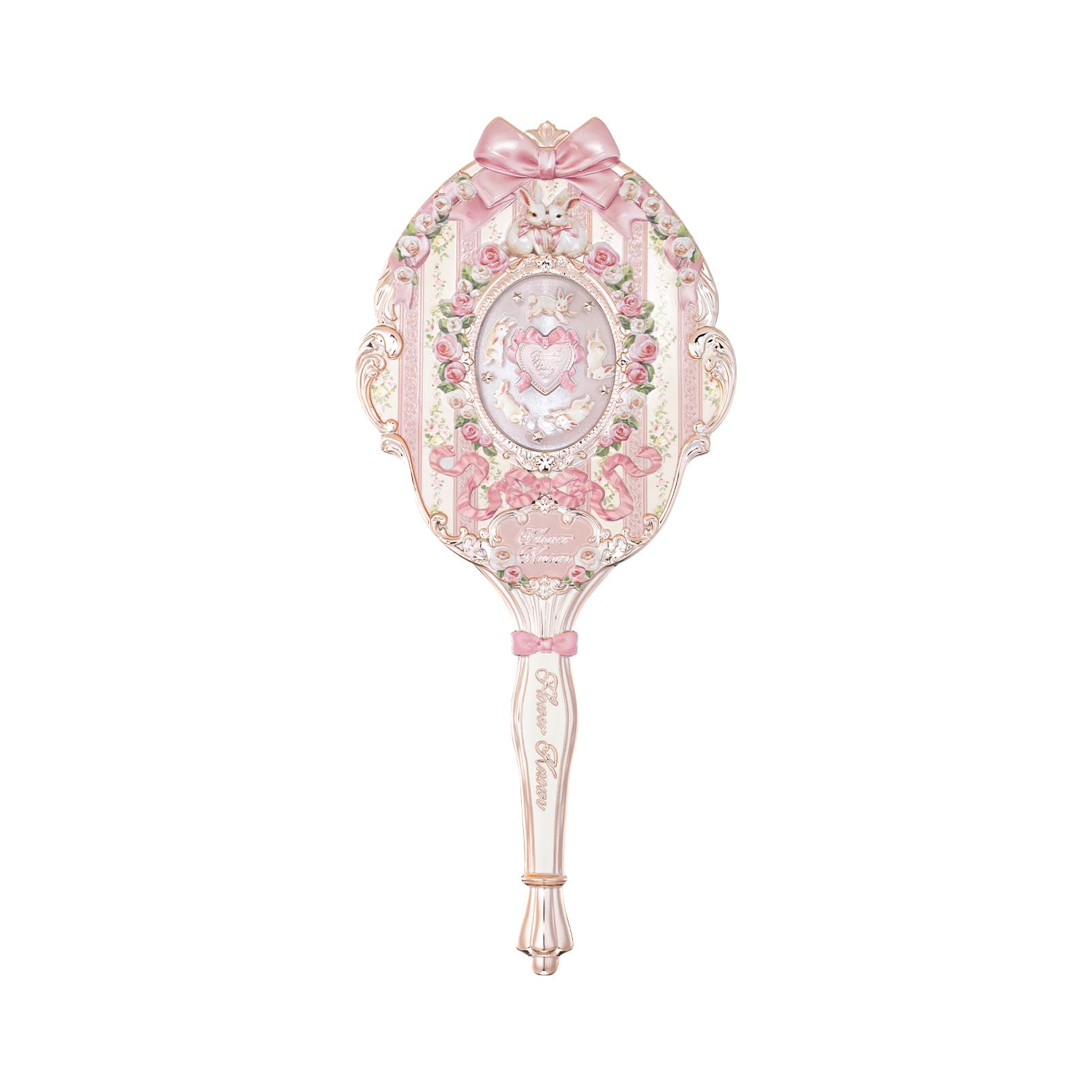 Flower Knows Bunny Garden Hand Mirror, Pink Decorative Makeup Mirror | Fairy-Tal