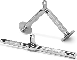 Yes4All Cable Attachment, Double D Handle, Single D Handle, Straight Bar, V-Shaped Press-Down Bar, Tricep Rope Pull-Down Bar, Gym Cable Attachment for Strength Training, Home Gym, Exercise