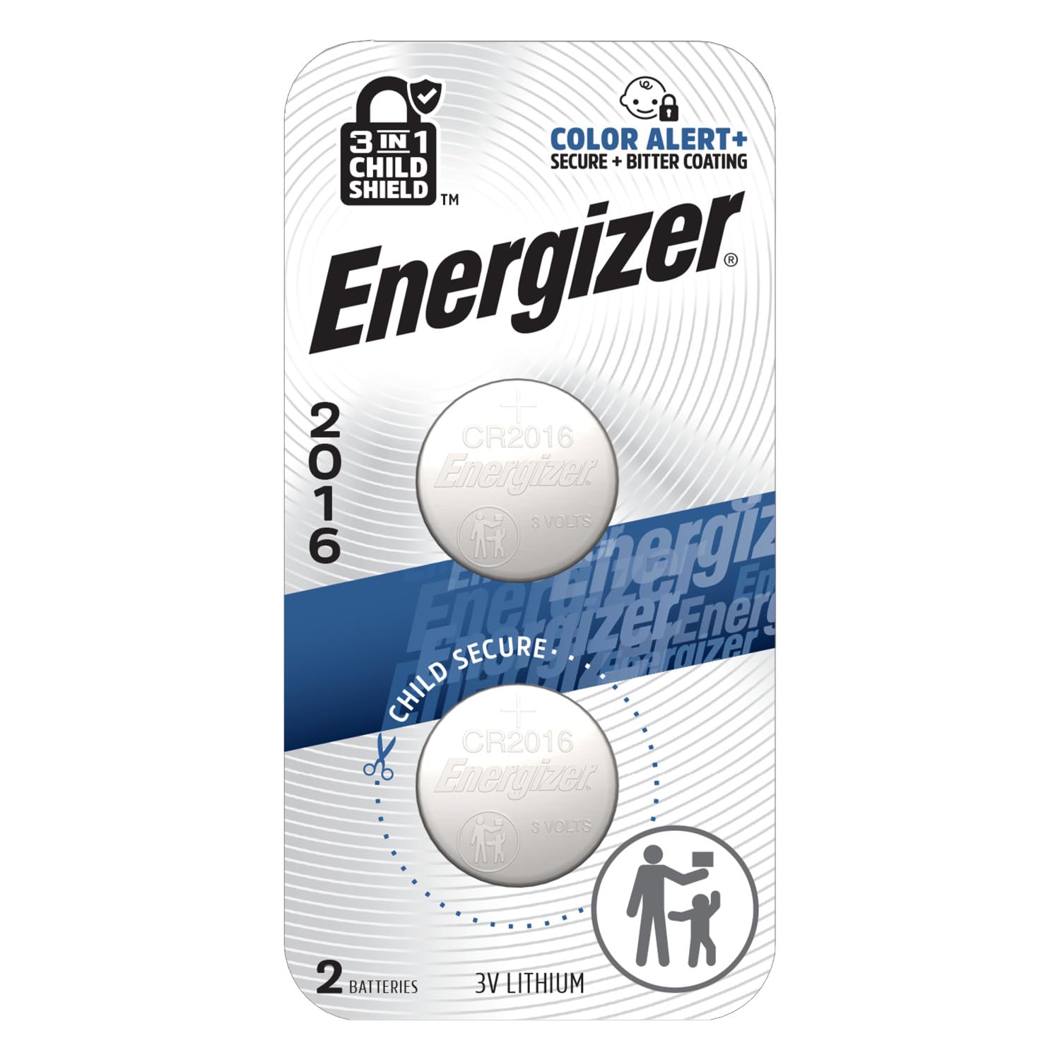Energizer 2016 Batteries (2 Pack), 3V Lithium Coin Lithium Batteries with 3-in-1