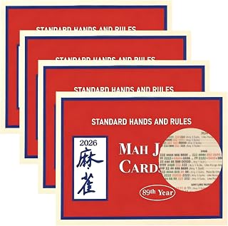 Mah Jong Cards 2026 Official Revision: Large Size 4Pcs (Red) | 2026 Edition, Hands and Rules,Easy to Read Game Table Accessories
