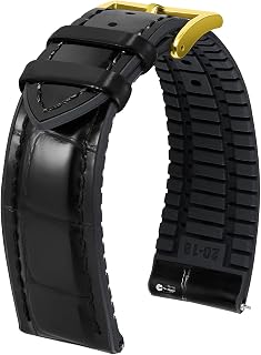 BINLUN Leather Watch Strap 14mm 16mm 18mm 19mm 20mm 21mm 22mm Quick Release Premium Alligator Pattern Leather and Breathable Silicone Hybrid Watch Bands Replacement Strap for Men Women