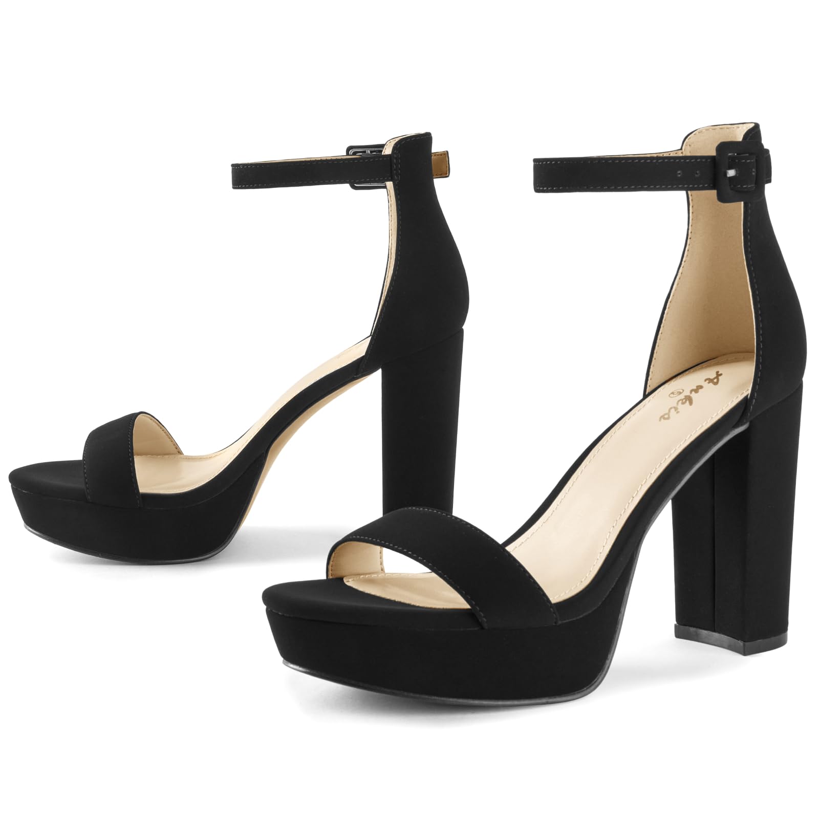 Ankis Chunky Platform Heels 4 Inch Block Heeled Sandals for Women