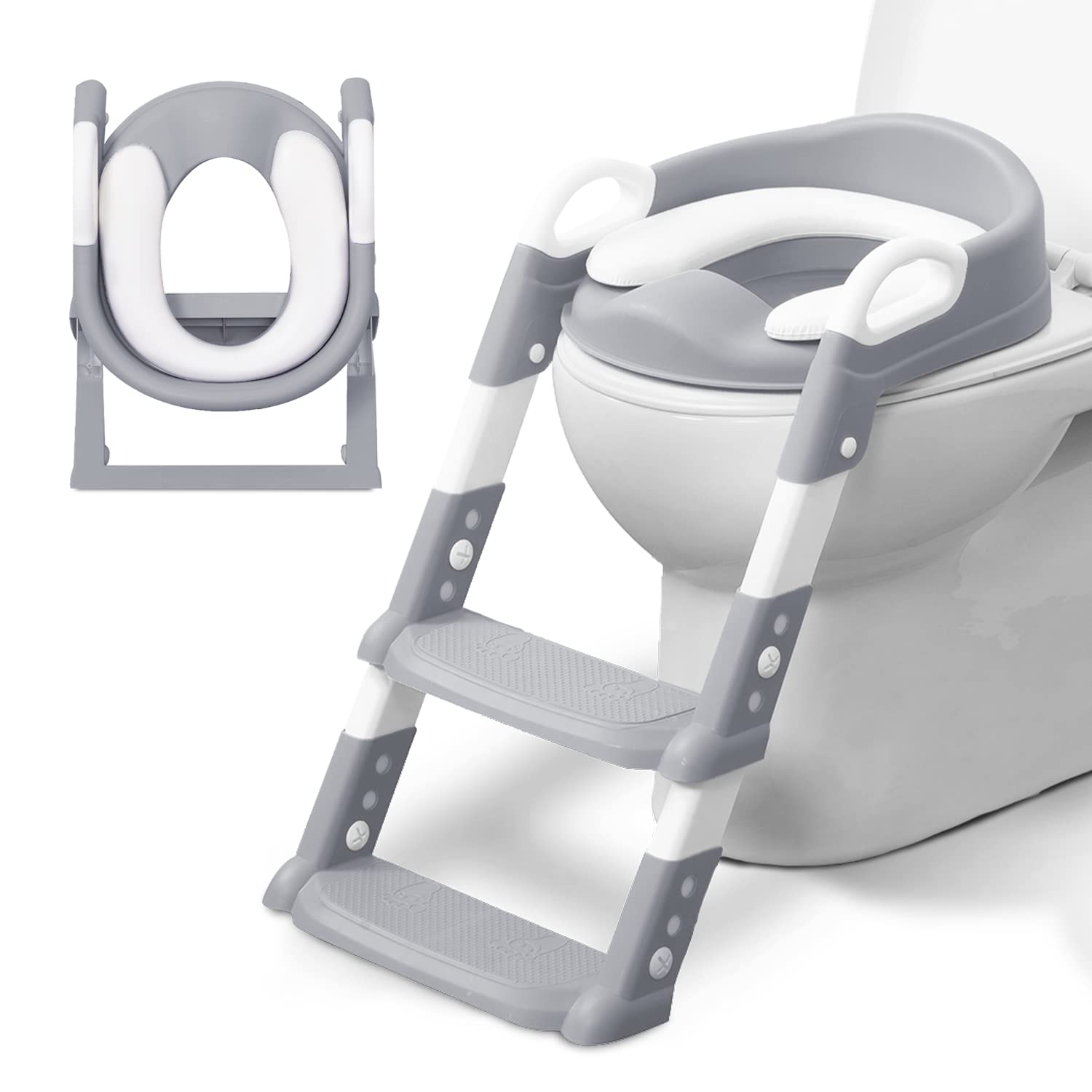 KIDOOLA Adjustable Potty Ladder Seat for Toilet Training with Steps, Handle & So