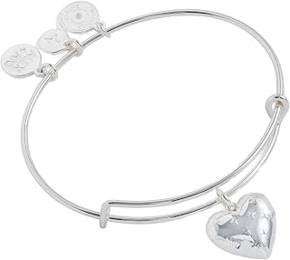 Alex and Ani Silver Metal Heart Charm Bangle