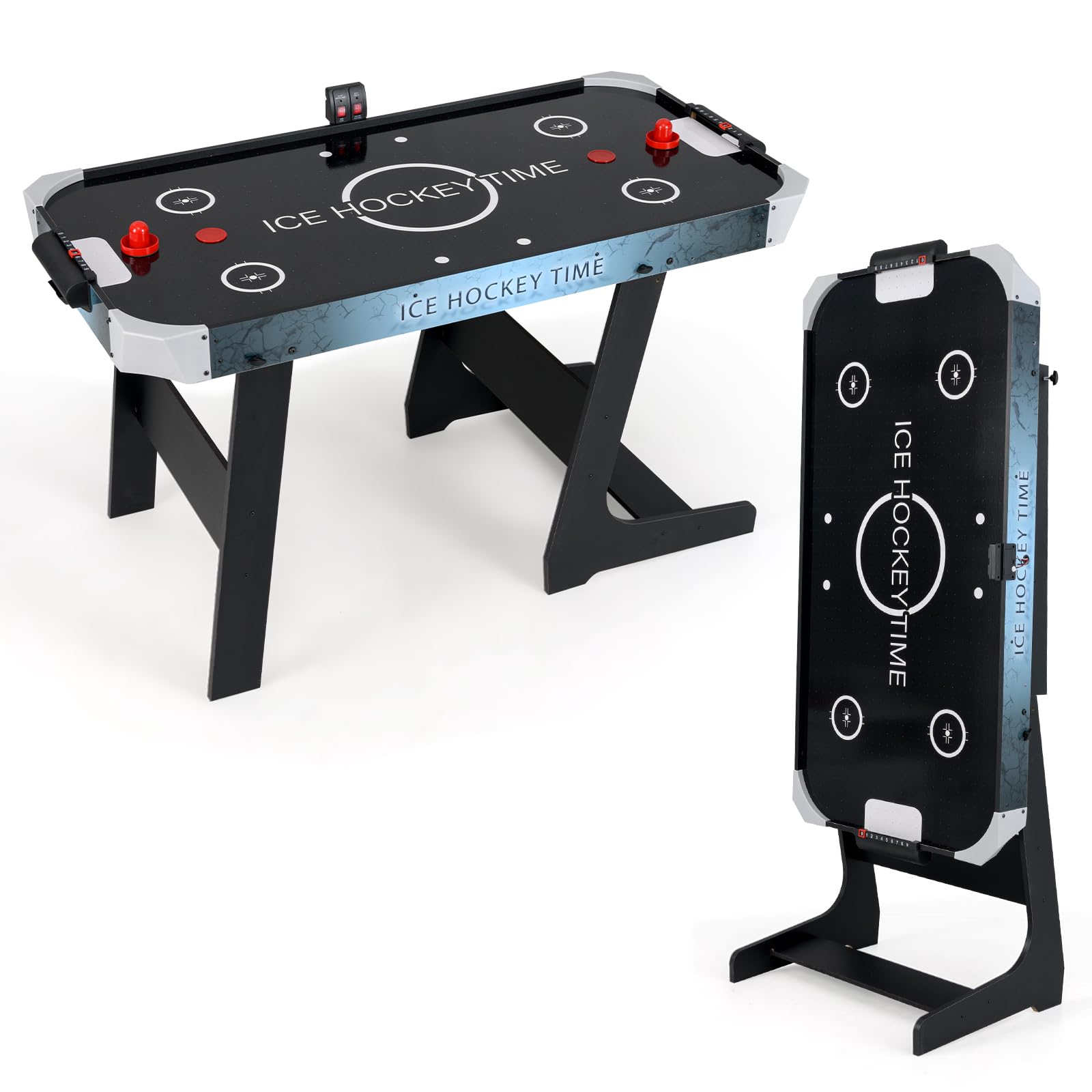 GYMAX Foldable Air Hockey Table, 56 Inch Arcade Style Air Hockey Game Table with