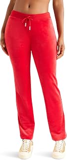 Juicy Couture Womens Rib Waist Velour Pants with Drawcord