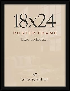 Americanflat 18x24 Poster Frame - Engineered Wood - Black | Polished plexiglass front, hangs vertical or horizontal, sawtooth hangers included, fits photos, posters and art