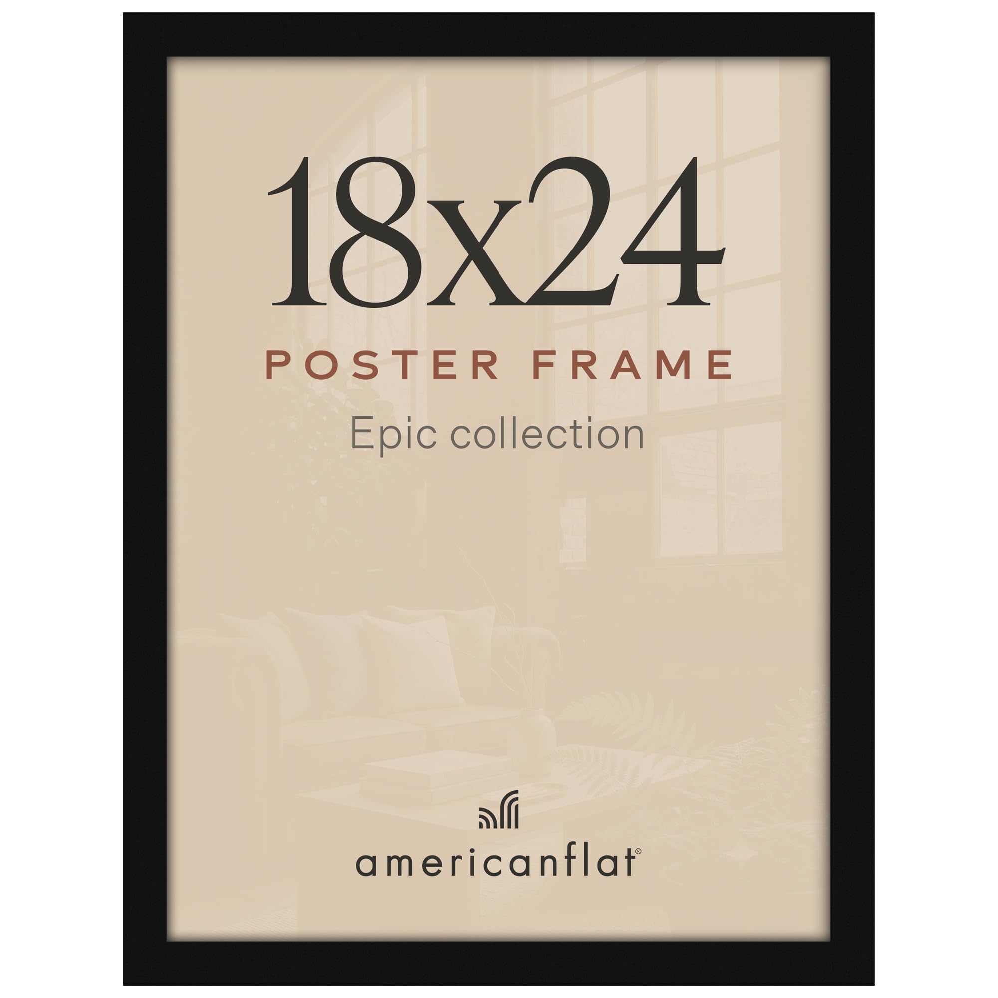 Americanflat 18x24 Poster Frame - Engineered Wood - Black | Polished plexiglass 
