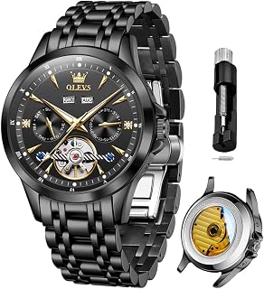 OLEVS Mens Diamond Analog Quartz Stainless Steel Watch Waterproof Luminous Date Two Tone Luxury Casual Watch