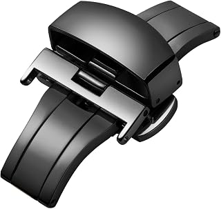 BINLUN Stainless Steel Deployment Clasp Replacement Watch Clasp Buckle for Leather Watch Bands Straps in Gold,Rose Gold,Silver,Black(12mm,14mm,16mm,18mm,20mm,22mm)