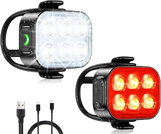 Glangeh Bike Lights Ultra Slim, Rechargeable Bicycle Lights Front and Rear | 4+6 Modes Bike Light, Waterproof IP65 Cycle Lights for Road Safety, 1.5 Hrs Fast Charging Bike Light Cycling Headlights Set