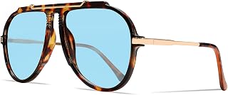 GUVIVI Oversized Aviator Sunglasses for Women 70s Retro Gold TopBar Glasses