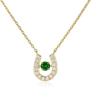 ARSIS Horseshoe Necklace, Women's, 18K Gold Plated, Birthstone Color, Cubic Zirconia, Lucky Motif, Amulet Pendant, Adjustable, Stackable, Present, Original Design, Valentine's Day, White Day, Return