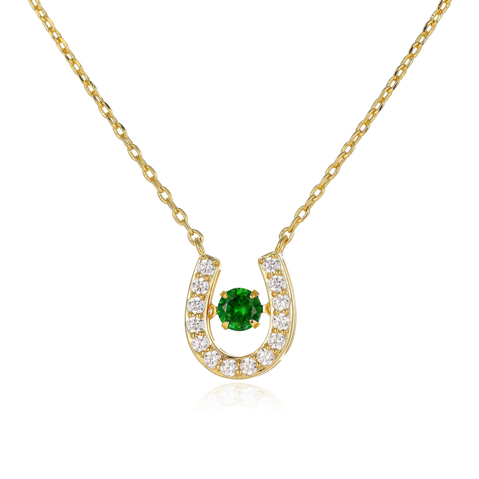 ARSIS Horseshoe Necklace, Women's, 18K Gold Plated, Birthstone Color, Cubic Zirc