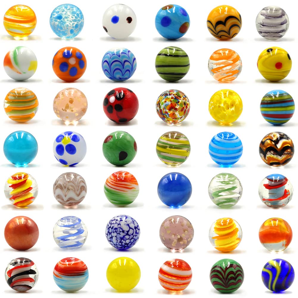 42pcs Marbles for Kids Enthusiasts 0.63 inch Small Handmade Glass Decoration Bul
