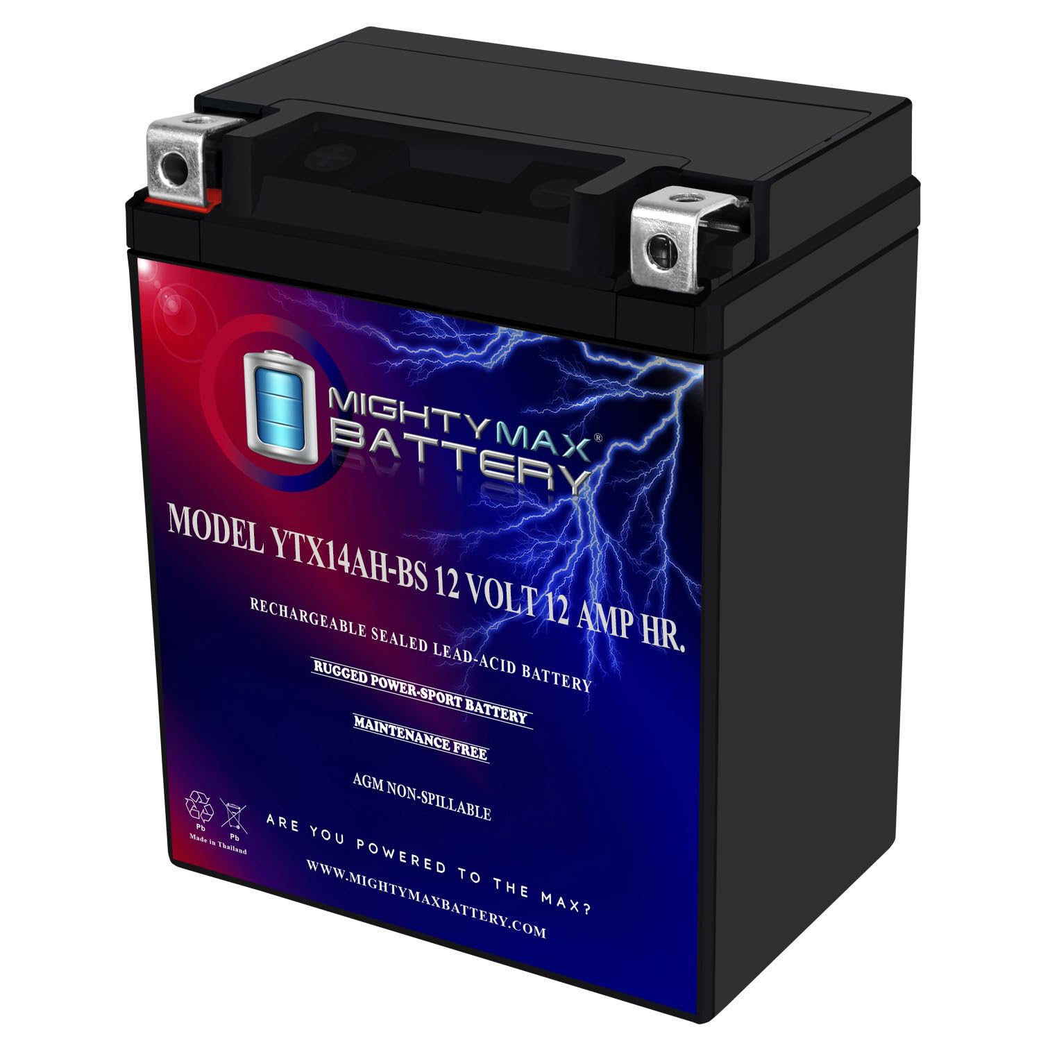 Mighty Max Battery YTX14AH - 12 Volt 12AH 210 CCA - High Performance Maintenance