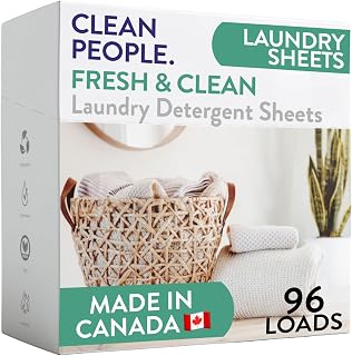 Clean People Laundry Detergent Sheets - Recyclable Packaging, Hypoallergenic, Stain Fighting - Ultra Concentrated, Laundry Soap - Fresh Scent, 96 Pack