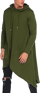 COOFANDY Men's Hooded Poncho Cape Cloak Casual Asymmetrical Hem Hoodie Sweatshirt