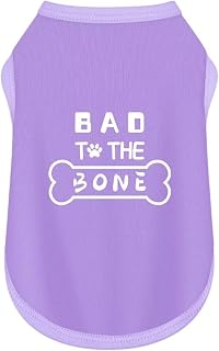 Cool & Comfortable: Bad to The Bone Dog Shirt - Breathable Soft Pet Clothes for Puppies of All Sizes. Purple XL
