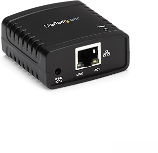 StarTech 1-Port USB 2.0 Network Print Server, 10/100Mbps, TAA (PM1115U2) | Network Print Server, Wired Ethernet LAN USB 2.0 Adapter, 10/100Mbps