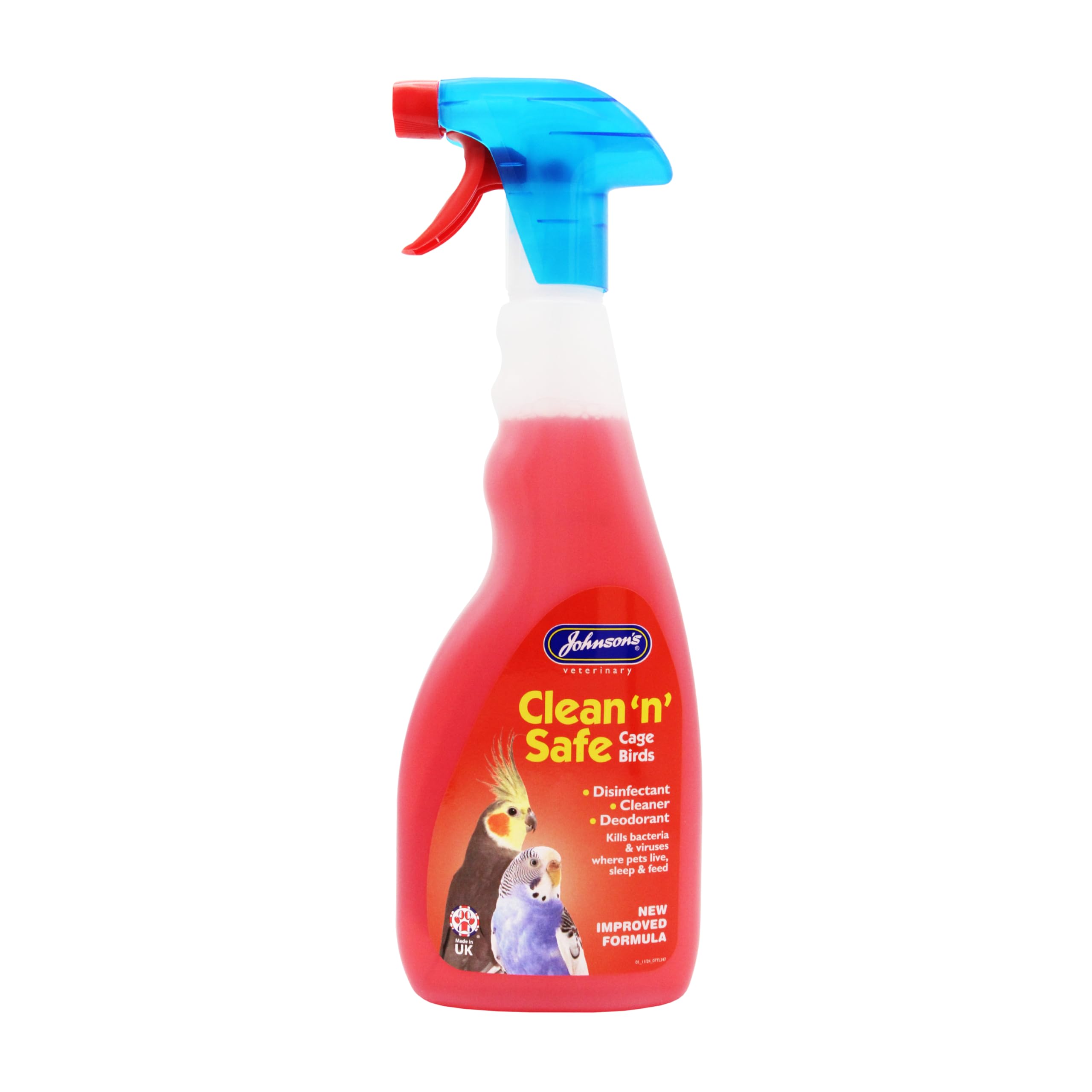 Johnsons Clean and Safe Cage Bird Disinfectant Spray 500ml, Kills Bacteria and V