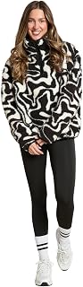 OHS Fleece Pullover Half Zip Women, Gifts for Women Outdoor Clothing Ladies Winter Coats Super Soft Cosy Jumpers Warm Fleece Print Jackets Perfect for Hiking Walking Camping - S/M, L/XL