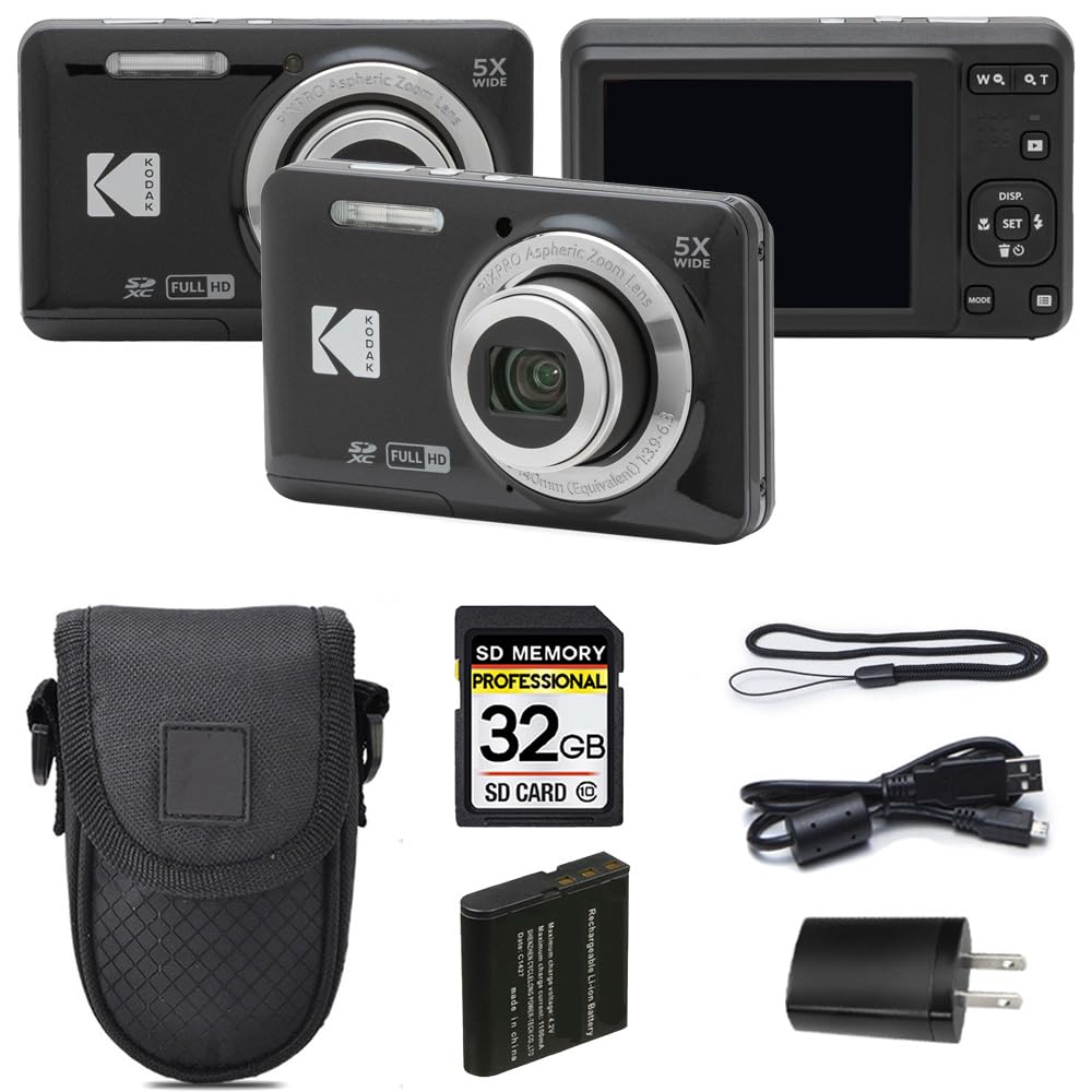 Kodak PIXPRO FZ55 Digital Camera Black | 16MP Compact Point & Shoot, 5X Optical 