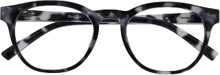 OPULIZE Blu Blue Light Blocking Reading Glasses Round Frame Black Gray Tortoise Spring Hinges Improve Sleep Computer Gaming Anti-glare Man Woman B5-W +1.50