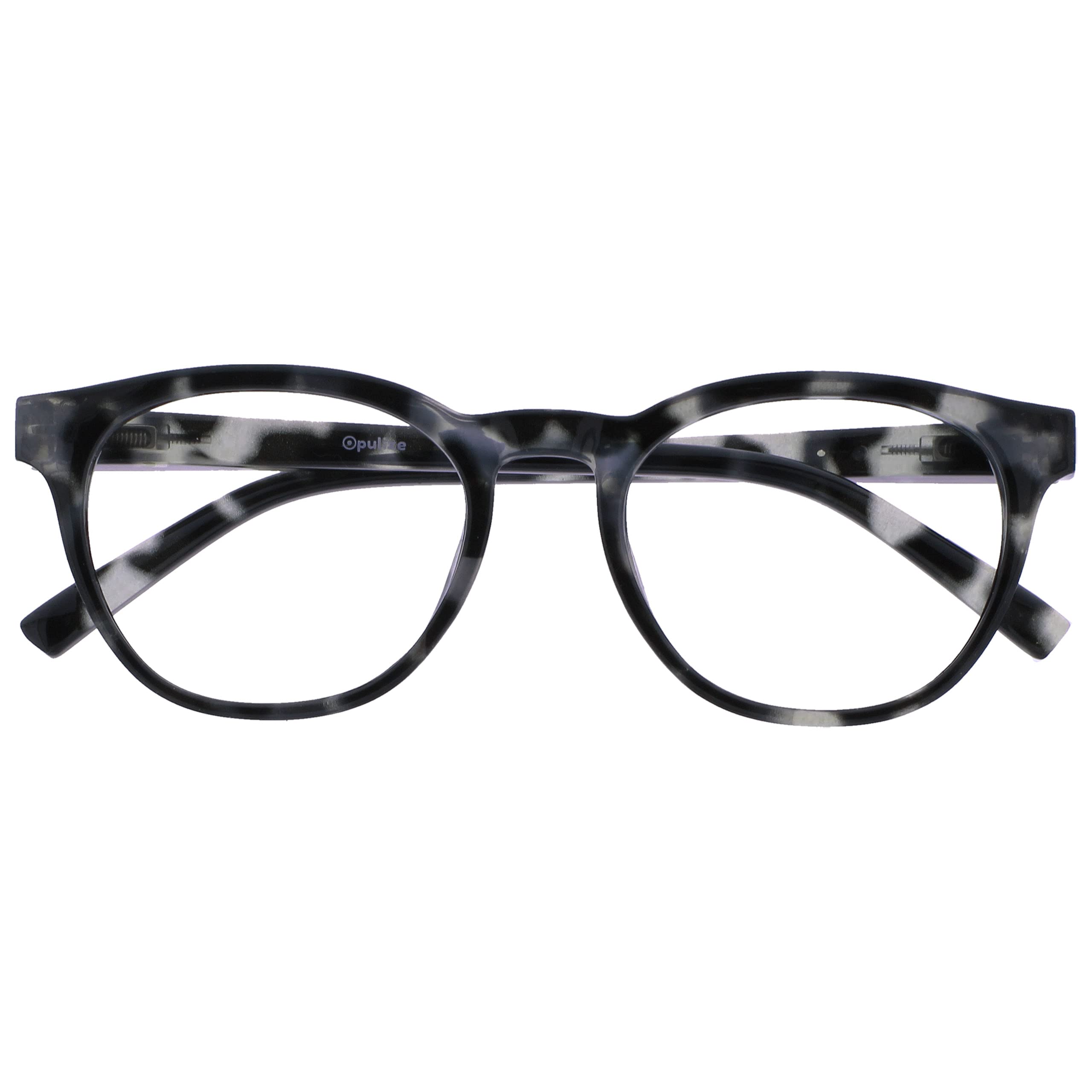 OPULIZE Blu Blue Light Blocking Reading Glasses Round Frame Black Gray Tortoise 