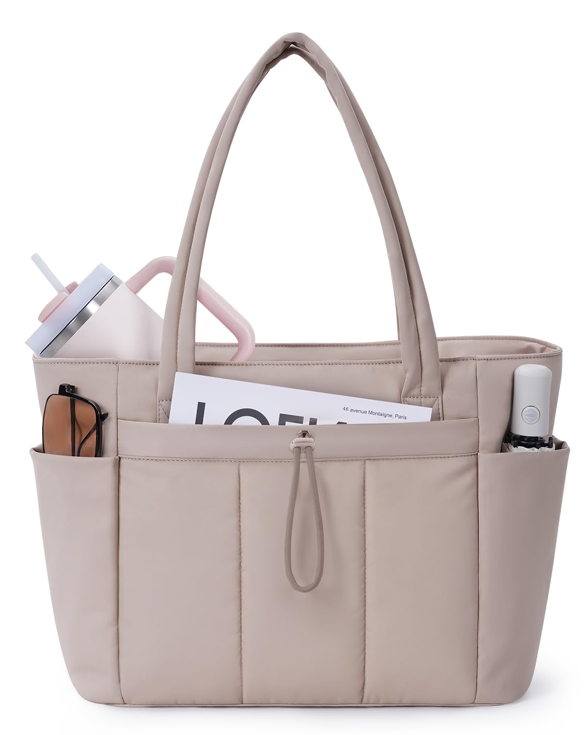 Wandering Nature Tote Bag with Cup Holder, Laptop Compartment and Trolley Cover 