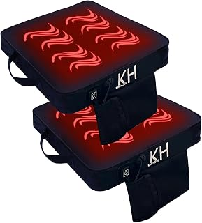 Black Heated Stadium Seat Cushion 2 Pack, Boat Canoe Kayak Seat Cushion, Bleacher Seat Cushion, Portable and Extra Thick Cushion for Any Outdoor Events