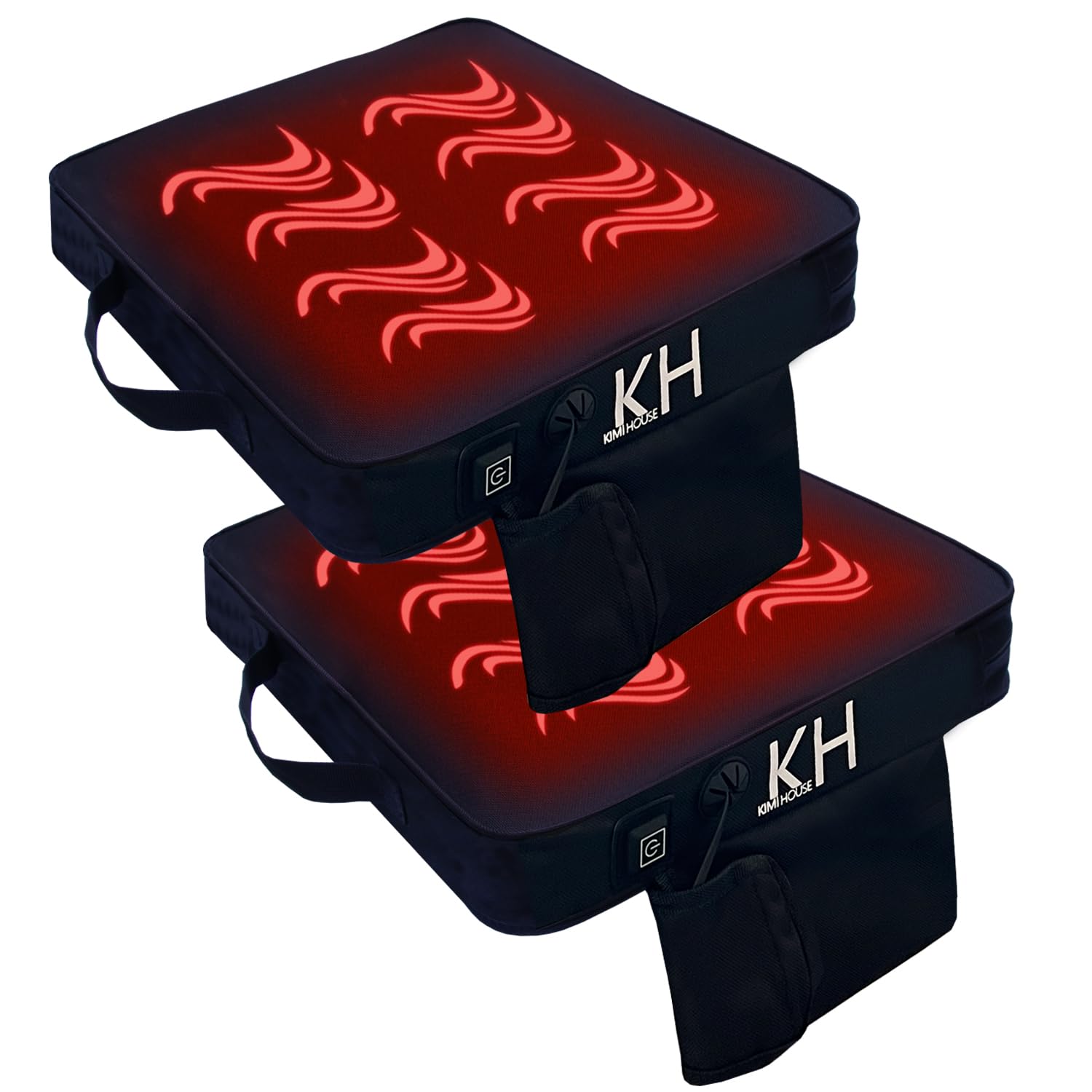 Black Heated Stadium Seat Cushion 2 Pack, Boat Canoe Kayak Seat Cushion, Bleache
