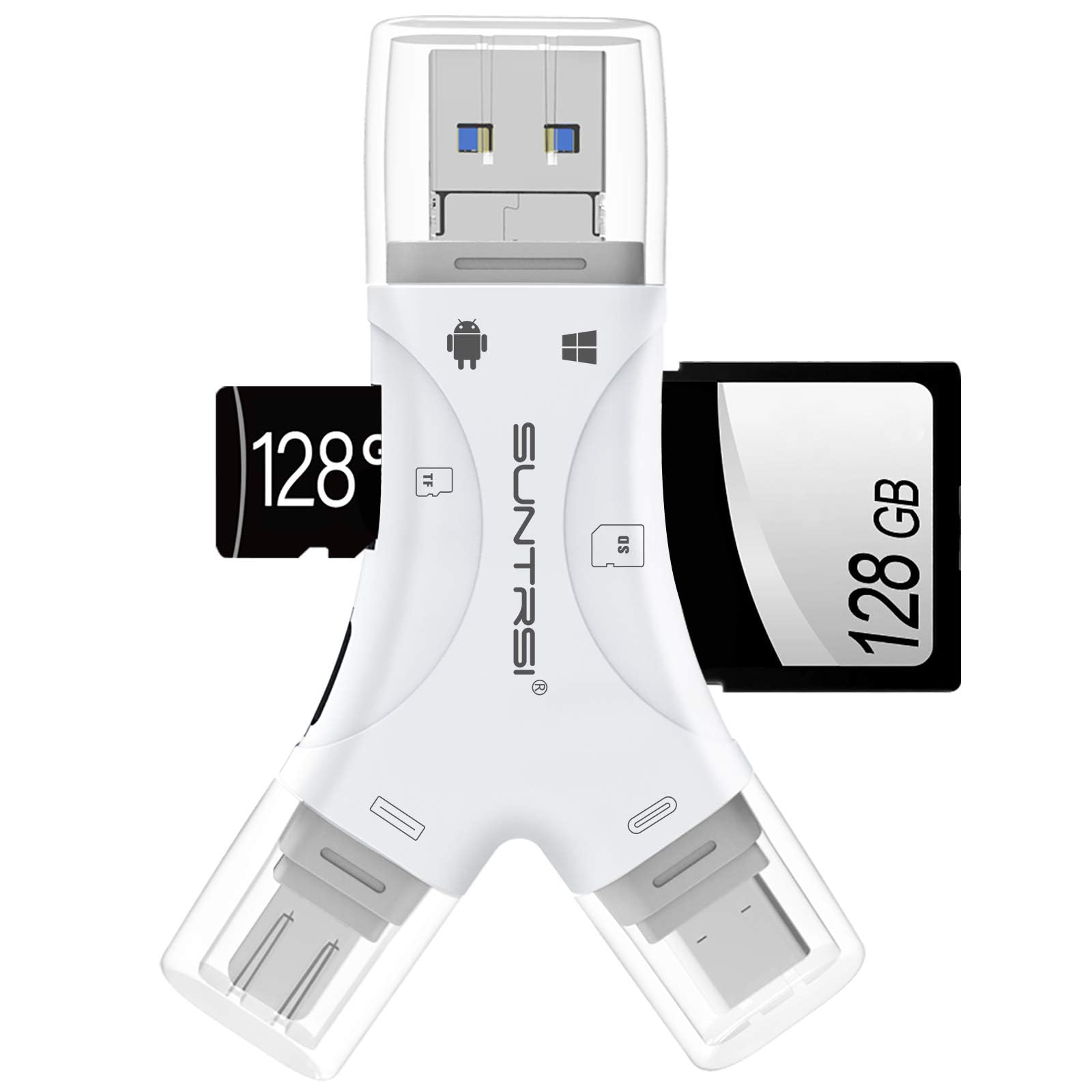 SD Card Reader for iPhone/ipad/Android/Mac/Computer/Camera,4 in1 Micro SD Card R