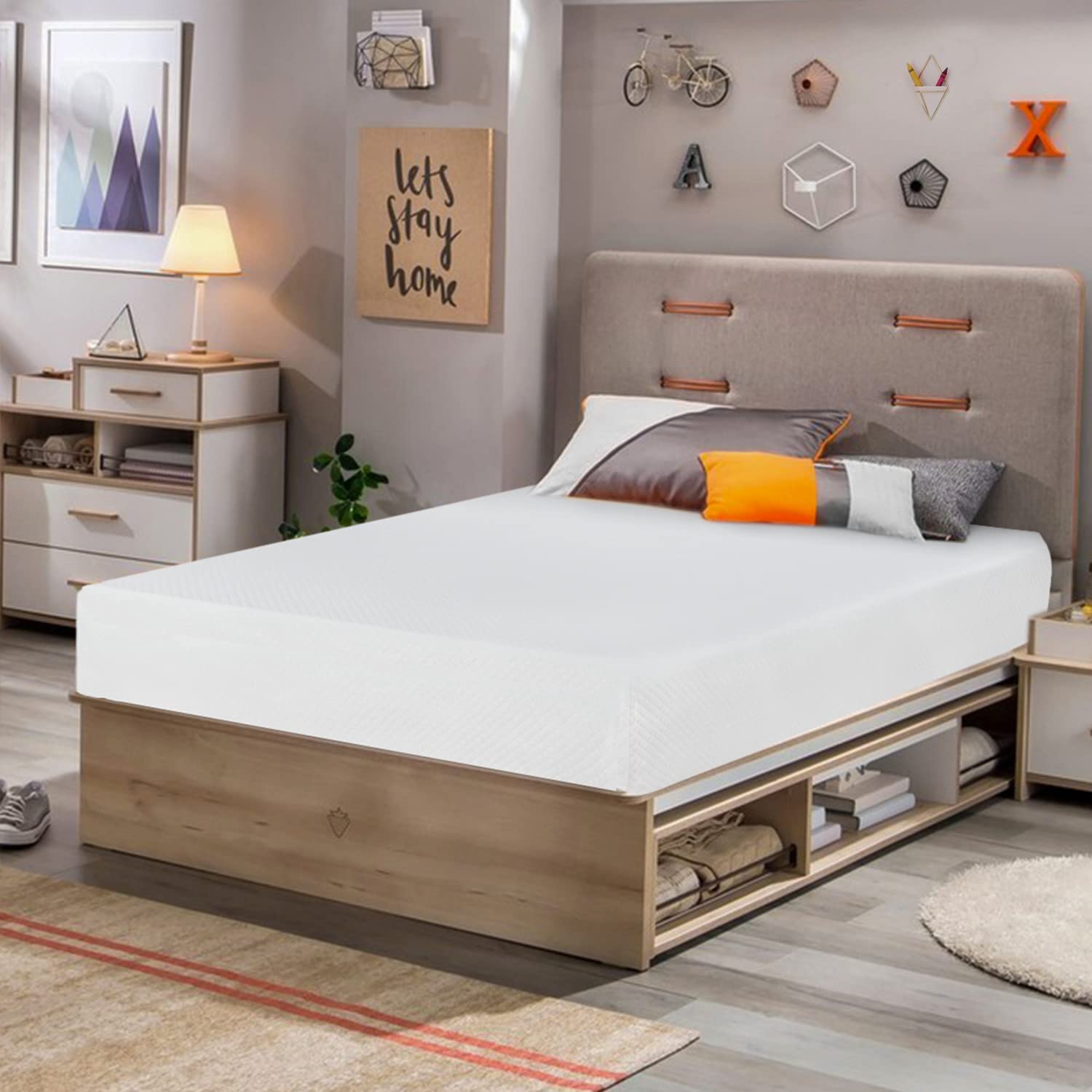 FDW | 8 Inch Twin Mattress | Medium Firm | Gel Memory Foam | White | Dual Constr