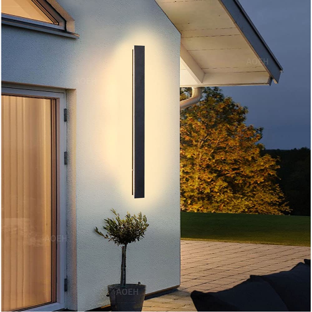 Outdoor Wall Lights LED Black Long Wall Sconce Ip65 Waterproof Outside Lights Re
