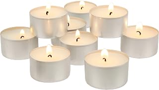 Stonebriar Unscented Tea Light Candles, 6 to 7 Hour Extended Burn Time, Smokeless, White, Bulk Set for Weddings, Events, Home Decor, Emergency Use, 100 Count