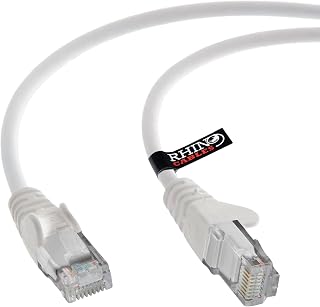 rhinocables CAT 6 High-Speed Gigabit Ethernet Cable - Patch Network Lead for LAN| Snagless UTP With LSZH Jacket | RJ45 Connector - Internet, Router, Modem, Smart TV, PC & More (10m, White, Pack of 1)