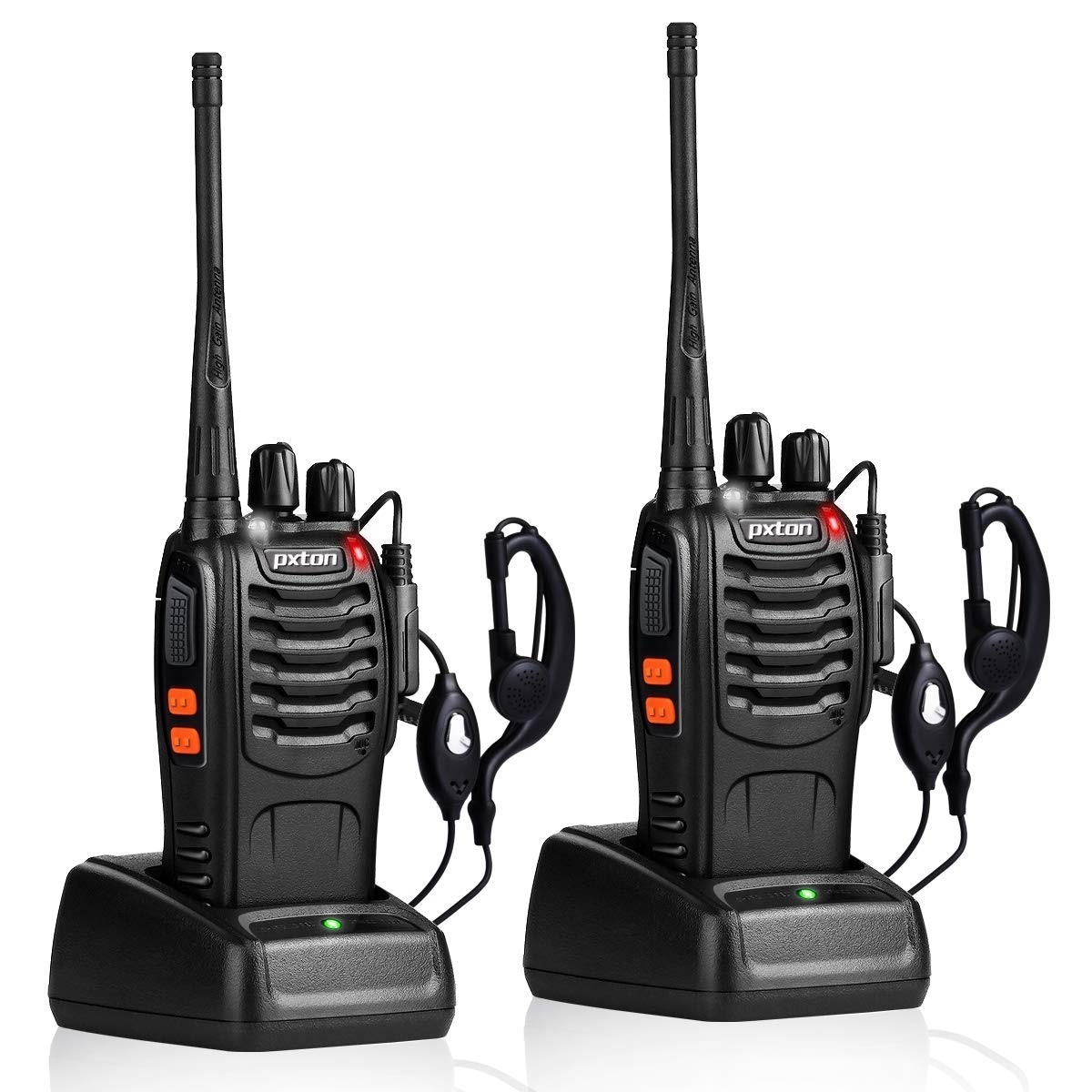 pxton Walkie Talkies Rechargeable Long Range Two-Way Radios with Earpieces,2-Way